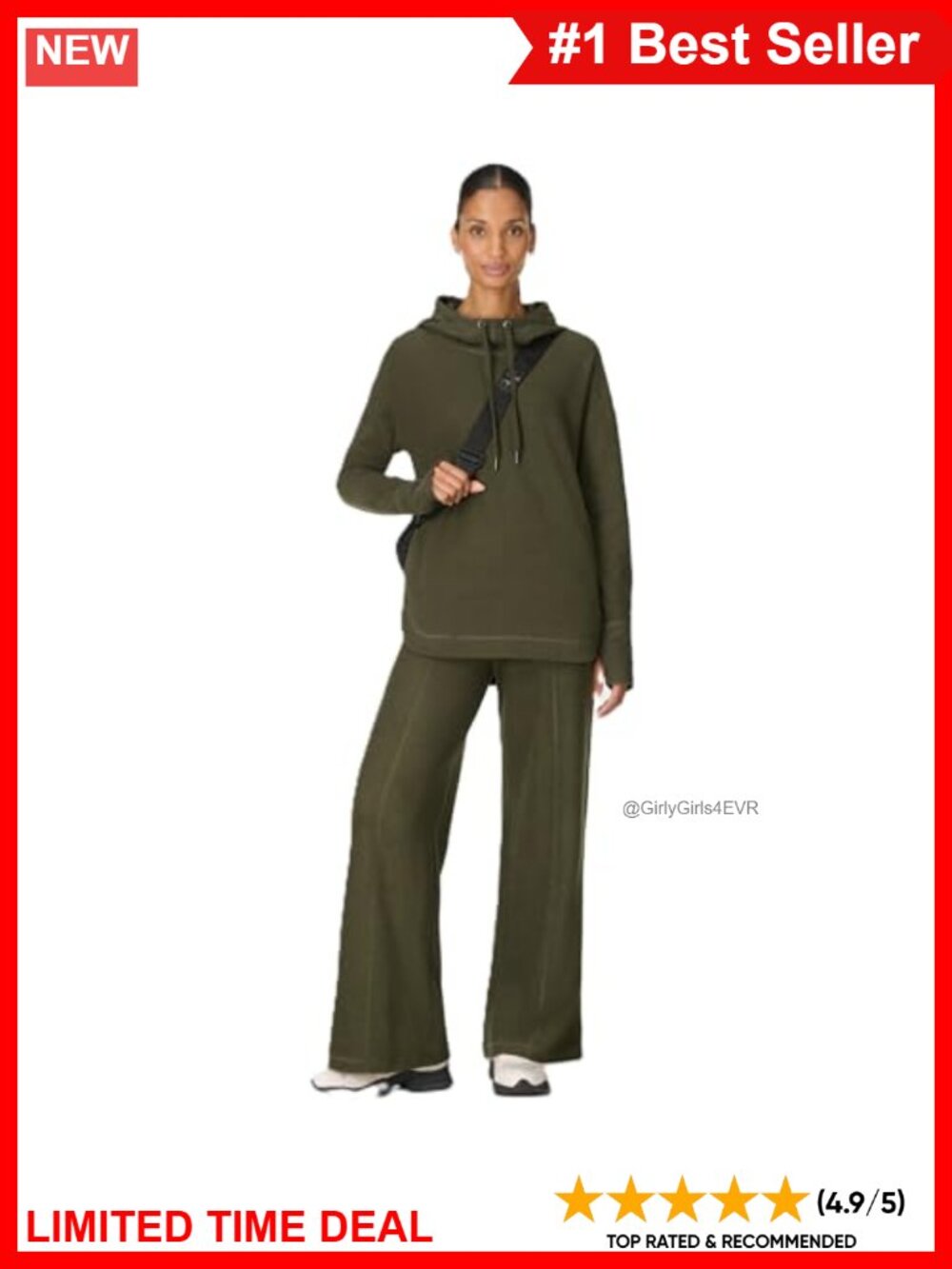 Luxe Fleece Long Sleeve Hoody Sweatshirt Relaxed Fit Pullover